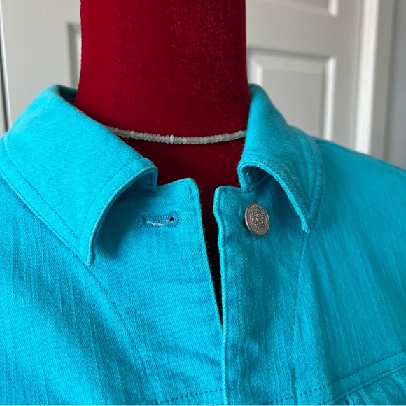 Denim & Co. 3/4 sleeve colored denim Jean jacket - Picture 4 of 10